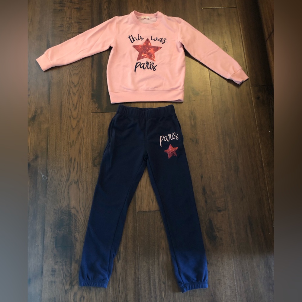 Girls fleece embroidered shirt and pants set
